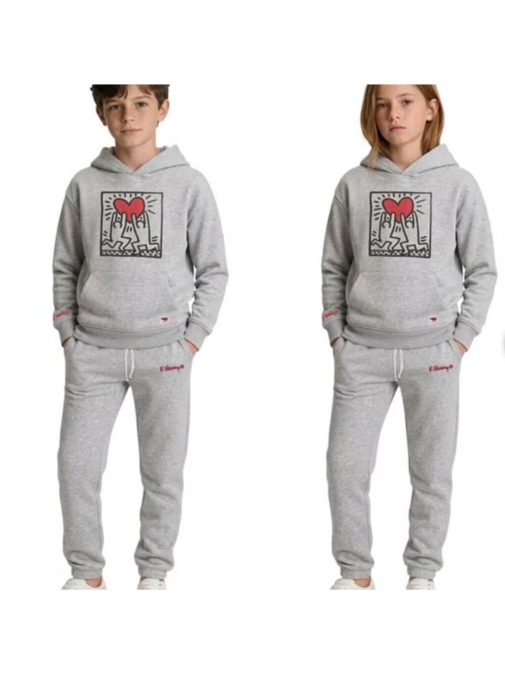 Keith Haring Kids' Grey Hoodie Youth Sz 14/16 Two Piece Set Jogger